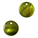 Shell charm round 15mm Olive green